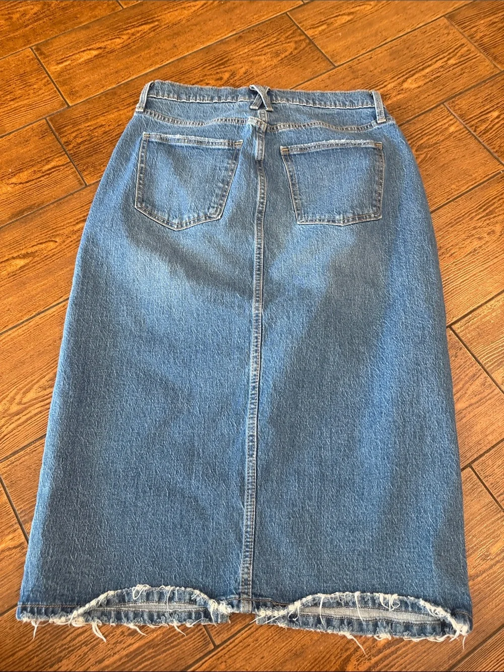 Universal Thread Denim Maxi Skirt Medium Wash Front Slit Blue 8